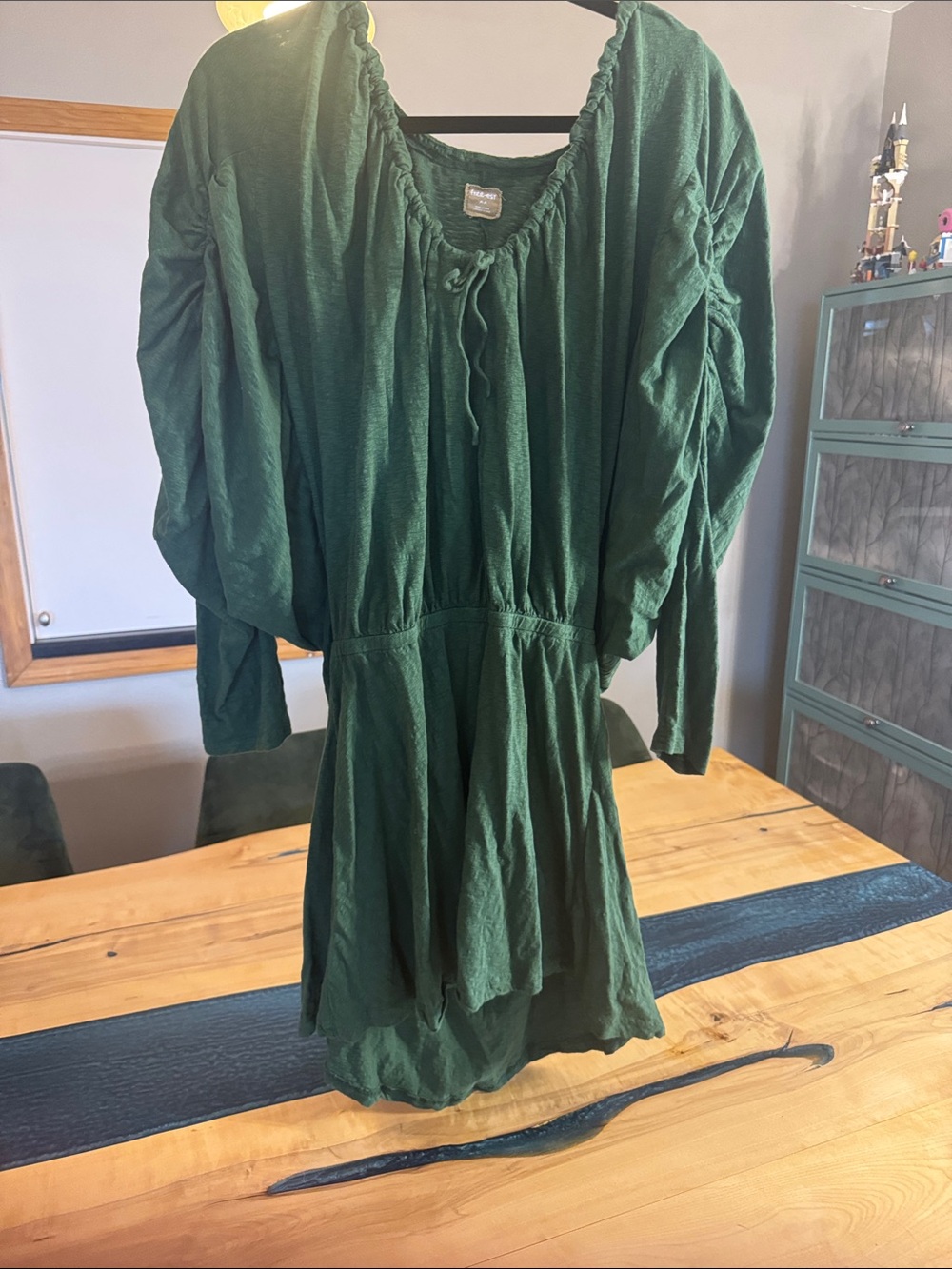 Free People Forest Green Long Sleeve Mini Dress